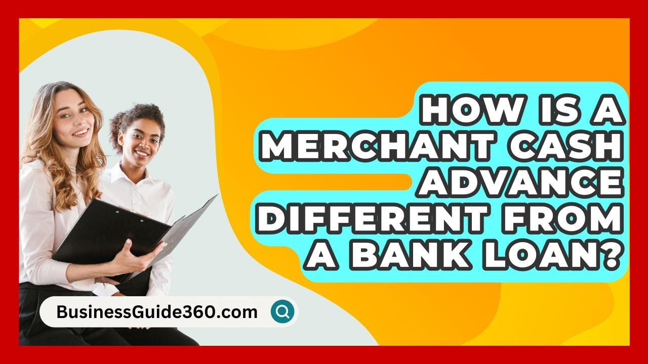 The image poses a business-related question comparing merchant cash advances to bank loans