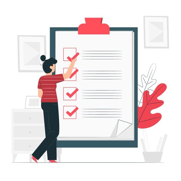 A person checks items off a large checklist, representing task completion or progress tracking.