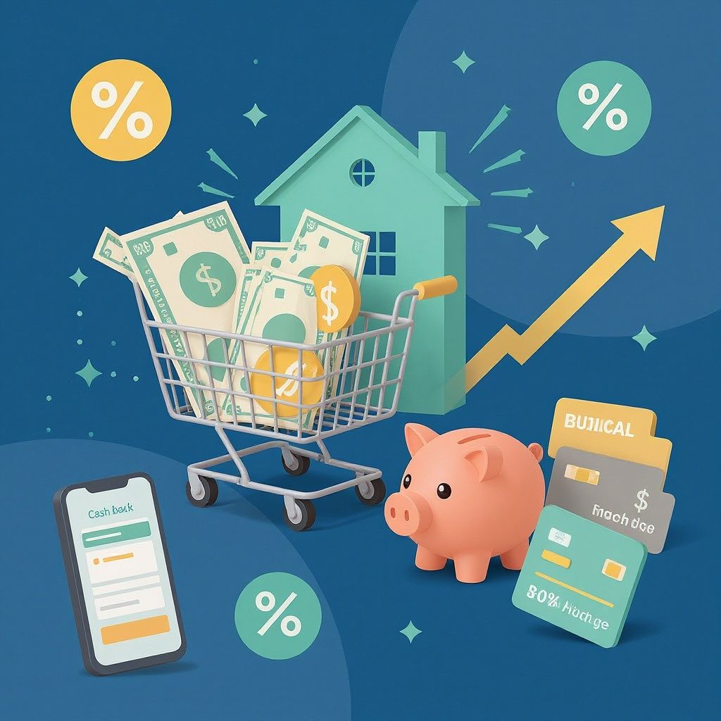 Illustration showing home services business funding with merchant cash advance, house icon, money, growth arrow, and financial tools.